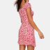 Short Sleeve Ruffled Slim Body Wrapped Floral Dress NSHZ35747