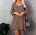 knitted round neck top solid color dress NSHZ35775