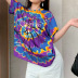 fashion color vortex printing loose T-shirt  NSHZ35782