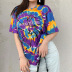 fashion color vortex printing loose T-shirt  NSHZ35782