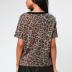 Leopard Print Round Neck Loose Short Sleeve Top NSGE35788