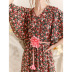 floral chiffon long-sleeved dress  NSXS35817