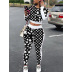 star print loose long sleeve trousers casual suit NSXS35819
