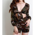 camouflage low-cut sexy tops shorts two-piece  NSXS35845