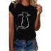 loose round neck short-sleeved cat print T-shirt NSXS35864