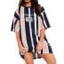  print loose vertical stripes T-shirt dress NSXS35865