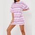 loose casual mid-length striped short-sleeved dress  NSXS35870
