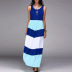 contrast color stitching round neck sleeveless printing dress NSXS35871