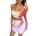 sexy tie-dye camisole lace-up hip skirt two-piece  NSXS35911