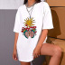 round neck short sleeve print pullover T-shirt NSXS35915