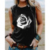 printed sleeveless round neck flower pattern T-shirt NSXS35917