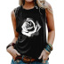 printed sleeveless round neck flower pattern T-shirt NSXS35917