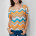 short-sleeved rainbow print V-neck striped T-shirt NSXS35929