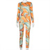 winter new round neck printing jumpsuit NSMX36014