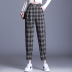 checkered high waist drape cropped trousers NSYZ34422