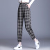 checkered high waist drape cropped trousers NSYZ34422
