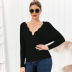 solid color knitting slim fit V-neck long-sleeved sweater NSYO34477