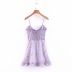 retro purple print pleated sling dress NSAC34481
