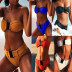 tube top buckle solid color split swimsuit NSDA34550