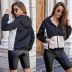 zipper color matching short hooded jacket  NSLM34565