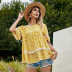 round neck loose casual floral blouse NSDF36053