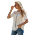 lace stitching casual round neck t-shirt NSDF36055