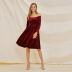 elegant one-shoulder velvet pleated dress  NSSE36059