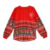Christmas Print Long Sleeve Casual T-shirt  NSXS36140