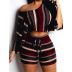 long-sleeved oblique shoulder sexy shorts two-piece  NSXS36172