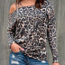 strapless sling casual leopard print t-shirt NSXS36176
