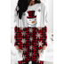 snowman print pullover long casual T-shirt NSXS36189