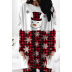 snowman print pullover long casual T-shirt NSXS36189