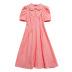 doll collar mid-length high waist solid color dress NSXS36226