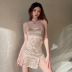 color lace-up waist slim suspender skirt NSLQ36241
