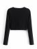 black hollow long-sleeved stretch top NSAM36255