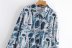 blue pattern printing long-sleeved shirt  NSAM36306