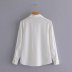 V-neck retro metal design drape white shirt NSAM36372