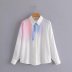 color contrast printing loose long sleeve shirt  NSAM36373