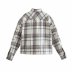 patched big pockets plaid shirt top  NSAM36379
