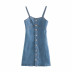 suspender summer new fashion stitching A-line jeans skirt NSLD36405