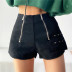 double zipper mid-to-low waist jeans shorts NSLD36432