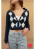 double zipper contrast color plaid sweater NSLD36452