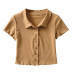 Fashion lapel short-sleeved pure color top NSLD36457