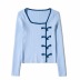 retro button knit square neck side breasted slim bottoming shirt NSAC36469