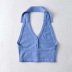 solid color lapel halter knit single-breasted camisole NSAC36493