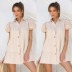 lapel short-sleeved single-breasted cardigan solid color dress  NSYD36512