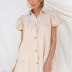 lapel short-sleeved single-breasted cardigan solid color dress  NSYD36512