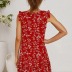 summer new V-neck sleeveless ruffled print dress  NSYD36516