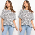 round neck lotus leaf sleeve leopard print blouse  NSYD36518