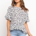 round neck lotus leaf sleeve leopard print blouse  NSYD36518